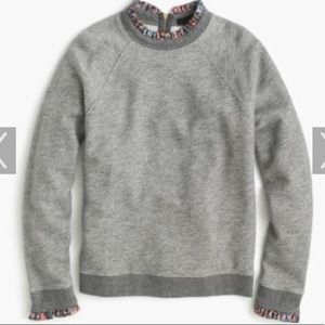 J. Crew Metallic Ruffle Neck Raglan Top Sz XS EUC